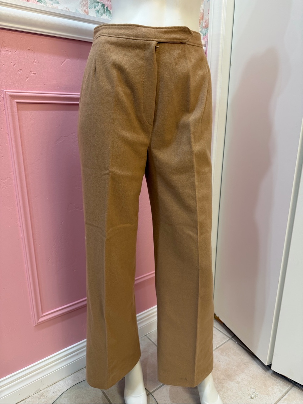 Wool American Vintage Wide-Leg Pants in Camel Brown
